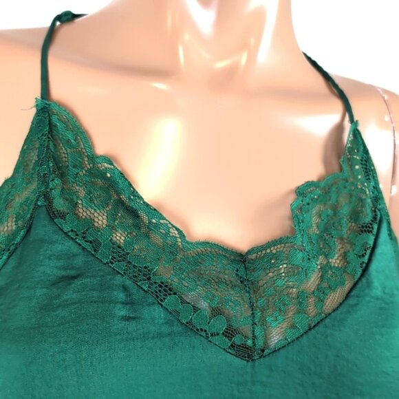 3/$20 H&M Lace Trim Satin Cami Top Racerback Sleeveless Tank Top Silky Sleepwear - Picture 4 of 8